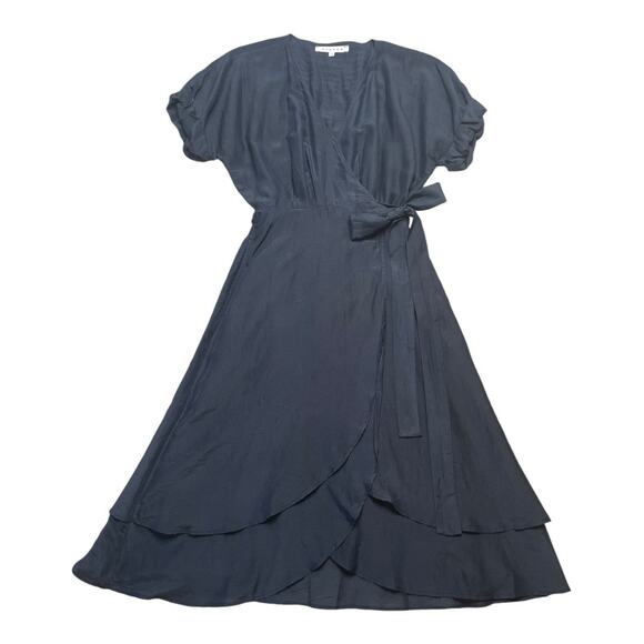 Xirena Wren Wrap Dress Stormy Gray Silk Cotton - Picture 2 of 5